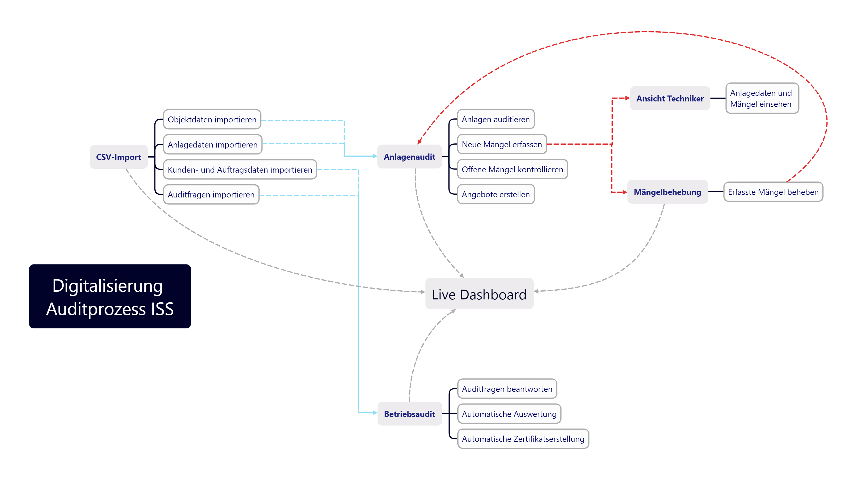 Prozessdiagramm des digitalisierten Auditprozesses
